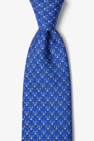 Scales Of Justice Tie -  Blue Silk